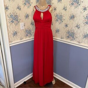 Trixxi Red Rhinestone Bridesmaid Formal Prom Evening Gown Dress, Size 7